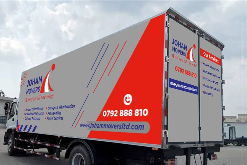 Joham Movers branded truck available for organised office relocations in Nairobi